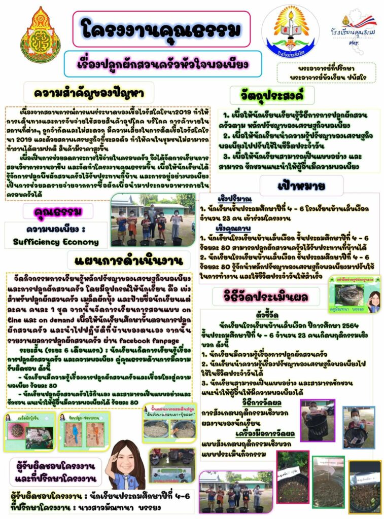 ตัวอย่างรายงานผลโครงงานคุณธรรม