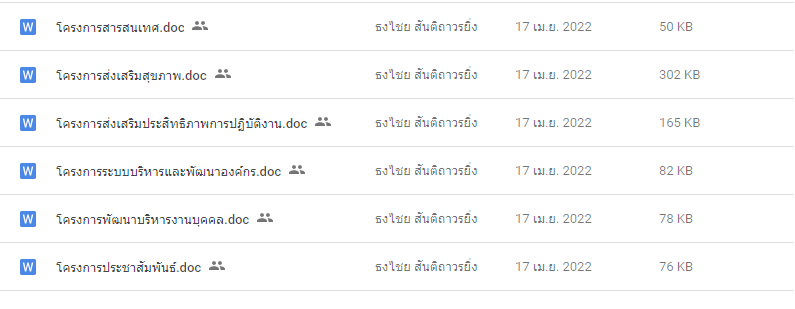 ตัวอย่างไฟล์โครงการกลุ่มบริหารงานบุคคล