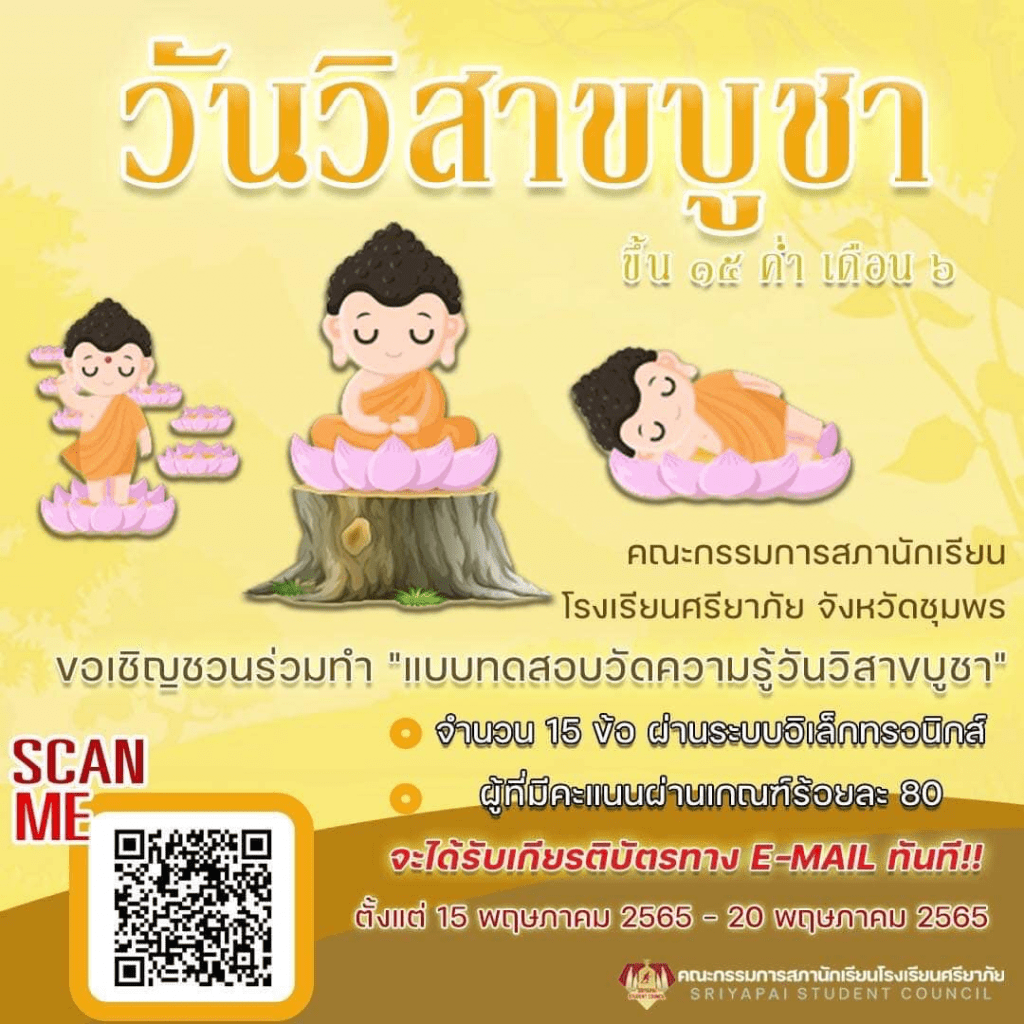 คำชี้แจงแบบทดสอบออนไลน์ความรู้วิสาขบูชา