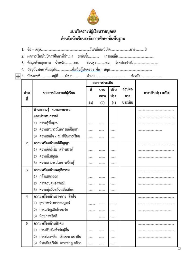 ตัวอย่างปกวิเคราะห์ผู้เรียน 2567 ไฟล์ Canva