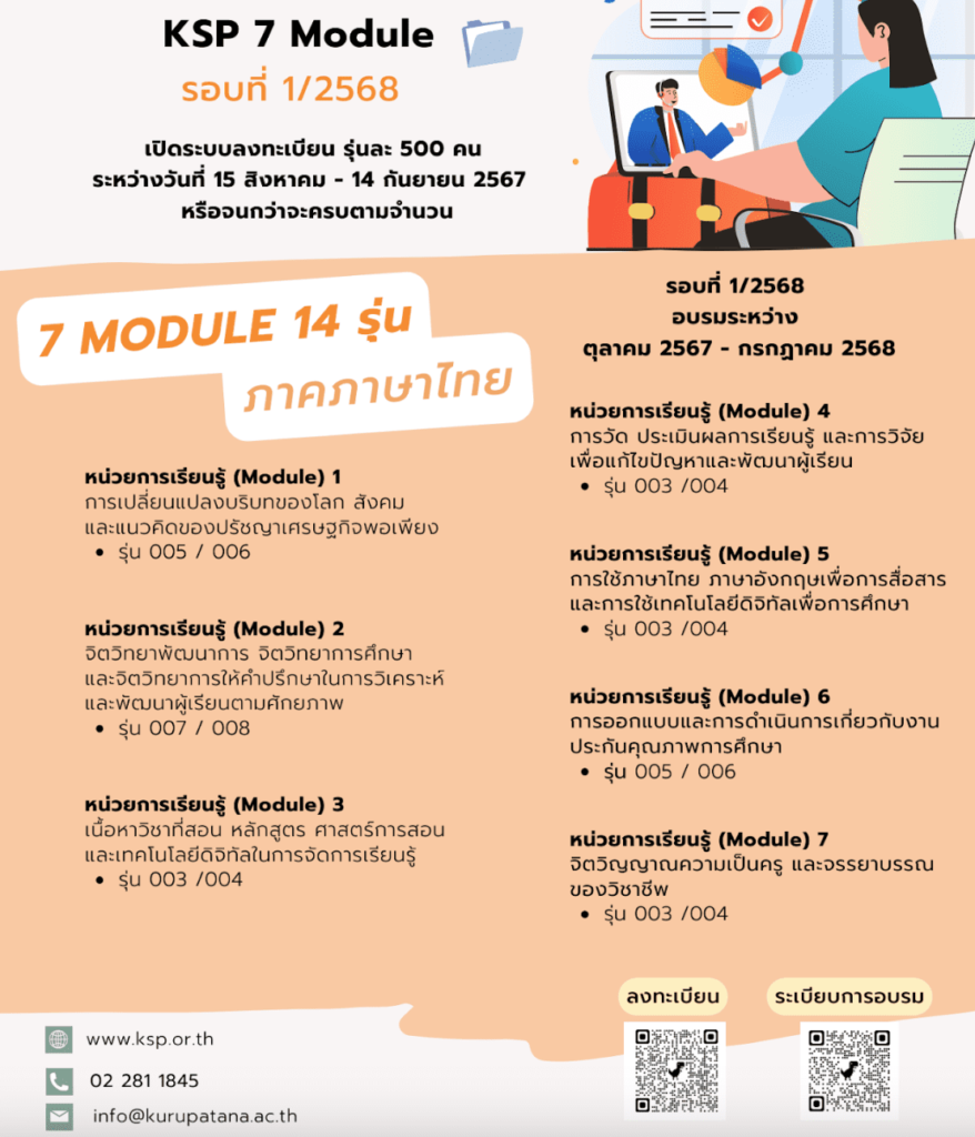 ปฏิทินการอบรมKSP7Module รอบที่ 1/2568